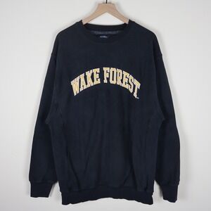 Y2K Wake Forest Steve & Barry's Embroidered Pullover Sweatshirt Black XL 24.5x31